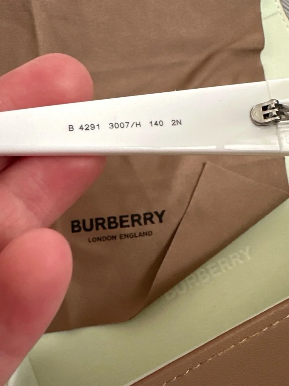 Authentic Burberry Sunglasses with white frame (never worn) From Sunglasses Hut